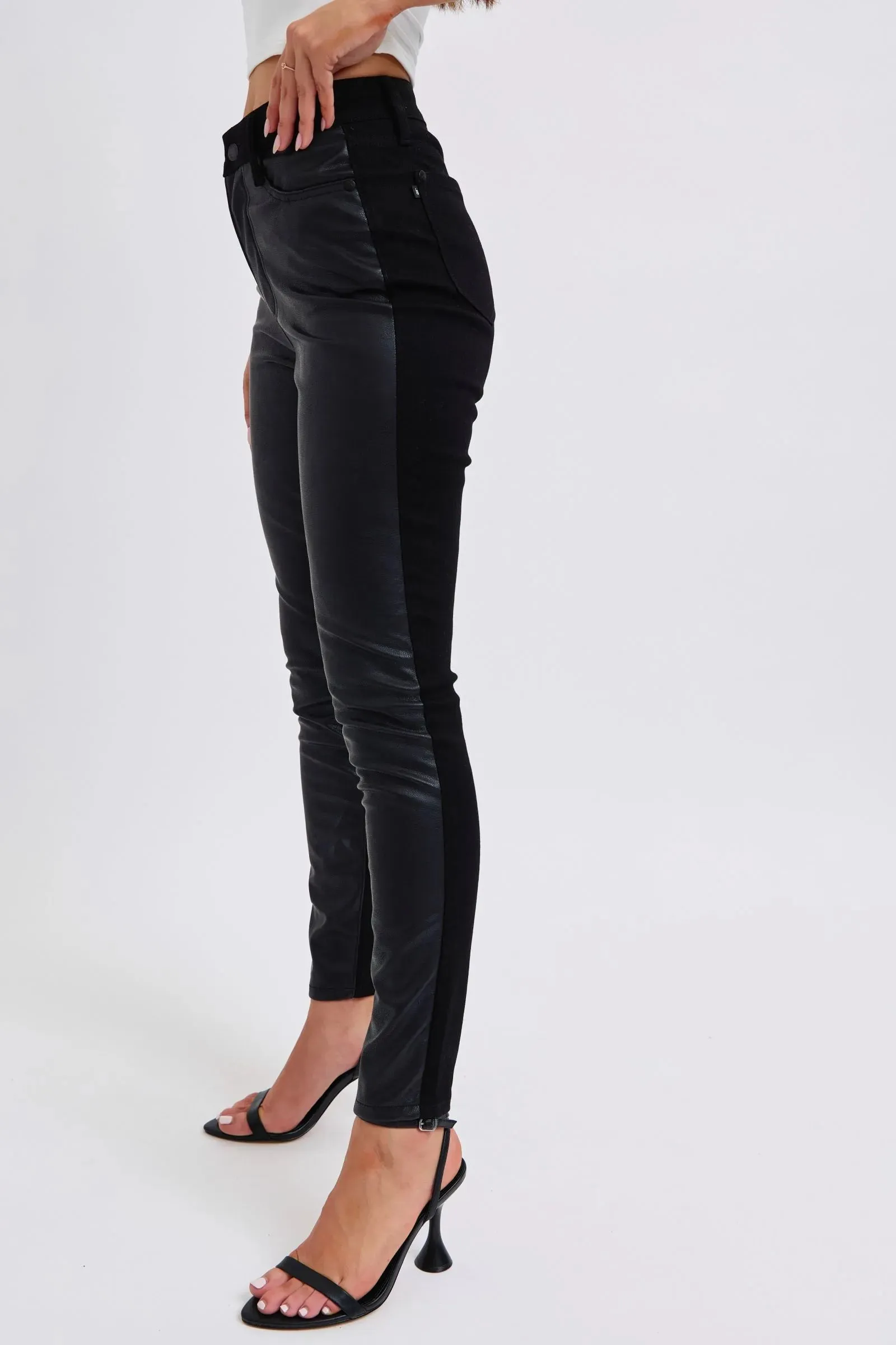 Judy Blue Plus Size HW Faux Leather Skinny Pants sold by Charming Charlie product image thumbnail 2