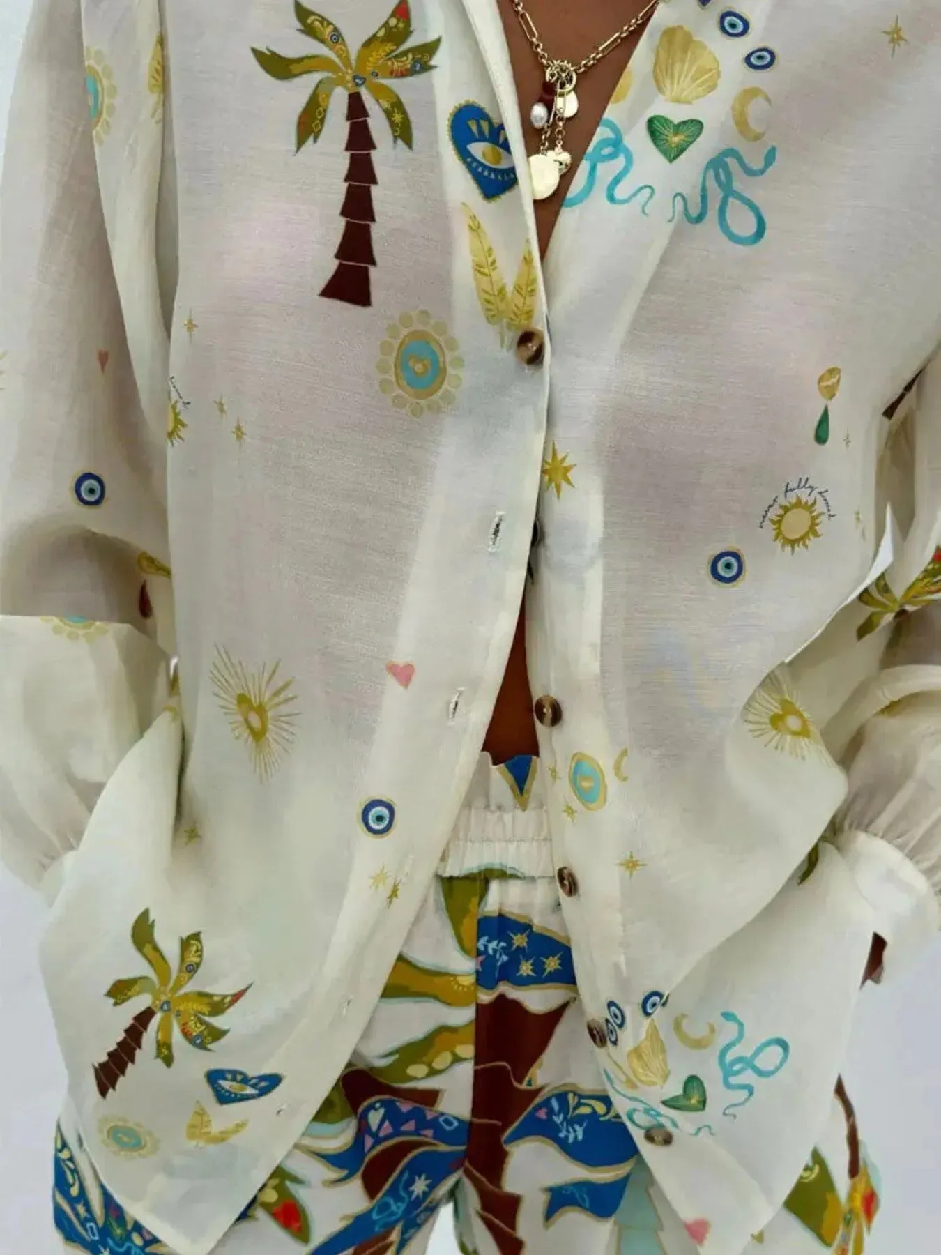 Printed Button Up Shirt and Shorts Set sold by Charming Charlie product image thumbnail 2