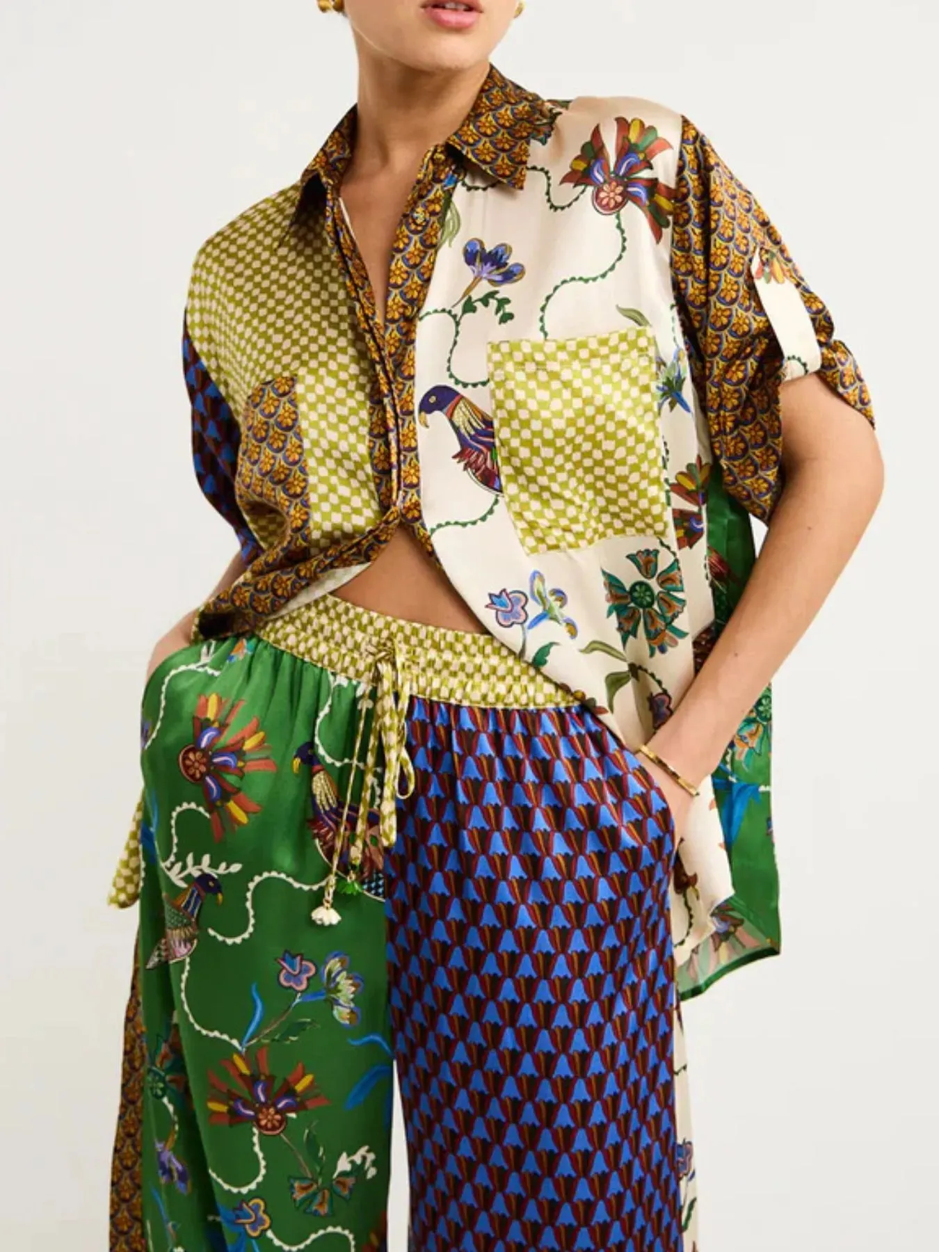 Printed Button Down Shirt and Pants Set sold by Charming Charlie