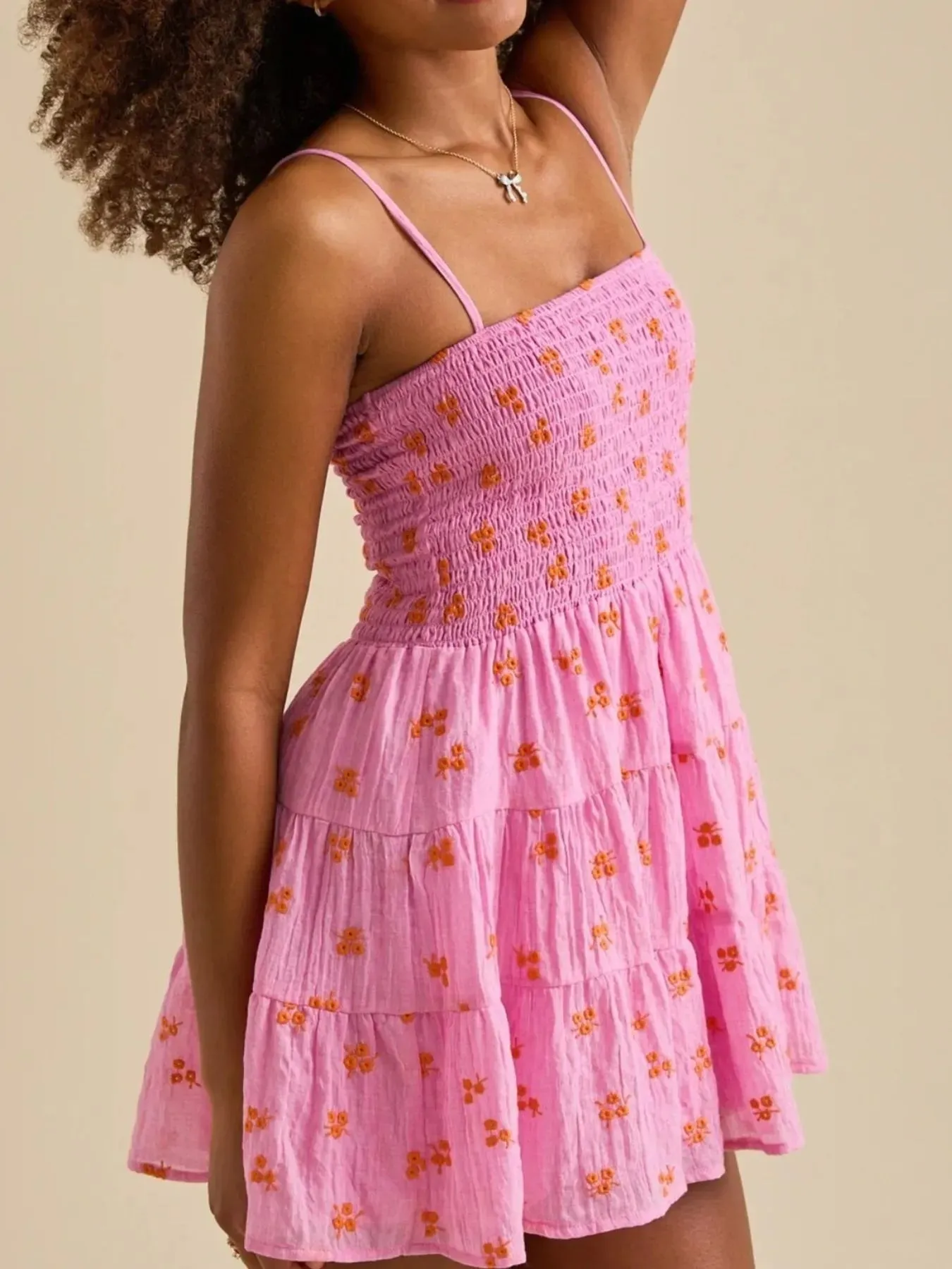 Floral Smocked Tiered Mini Cami Dress sold by Charming Charlie product image thumbnail 2