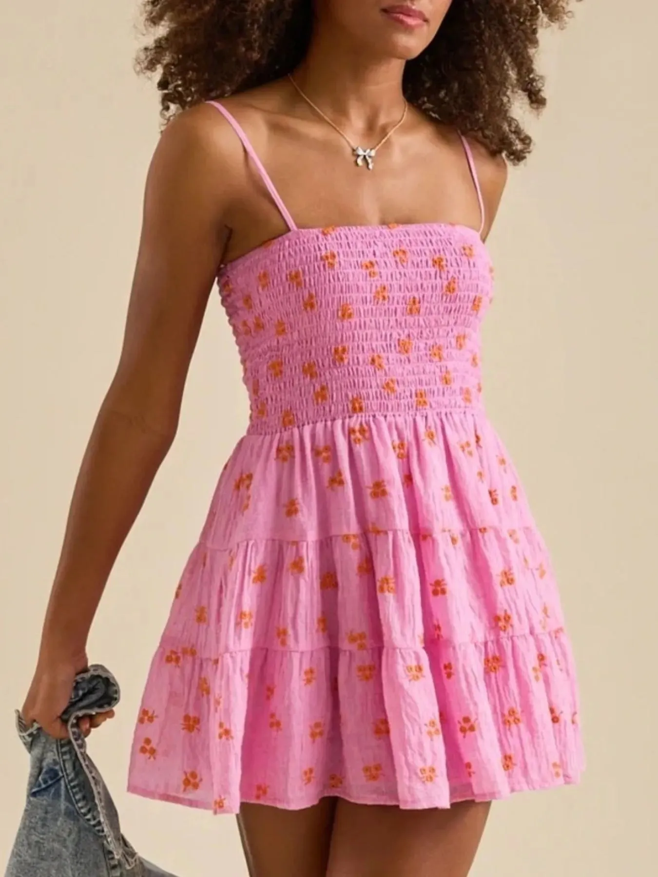 Floral Smocked Tiered Mini Cami Dress sold by Charming Charlie product image thumbnail 5