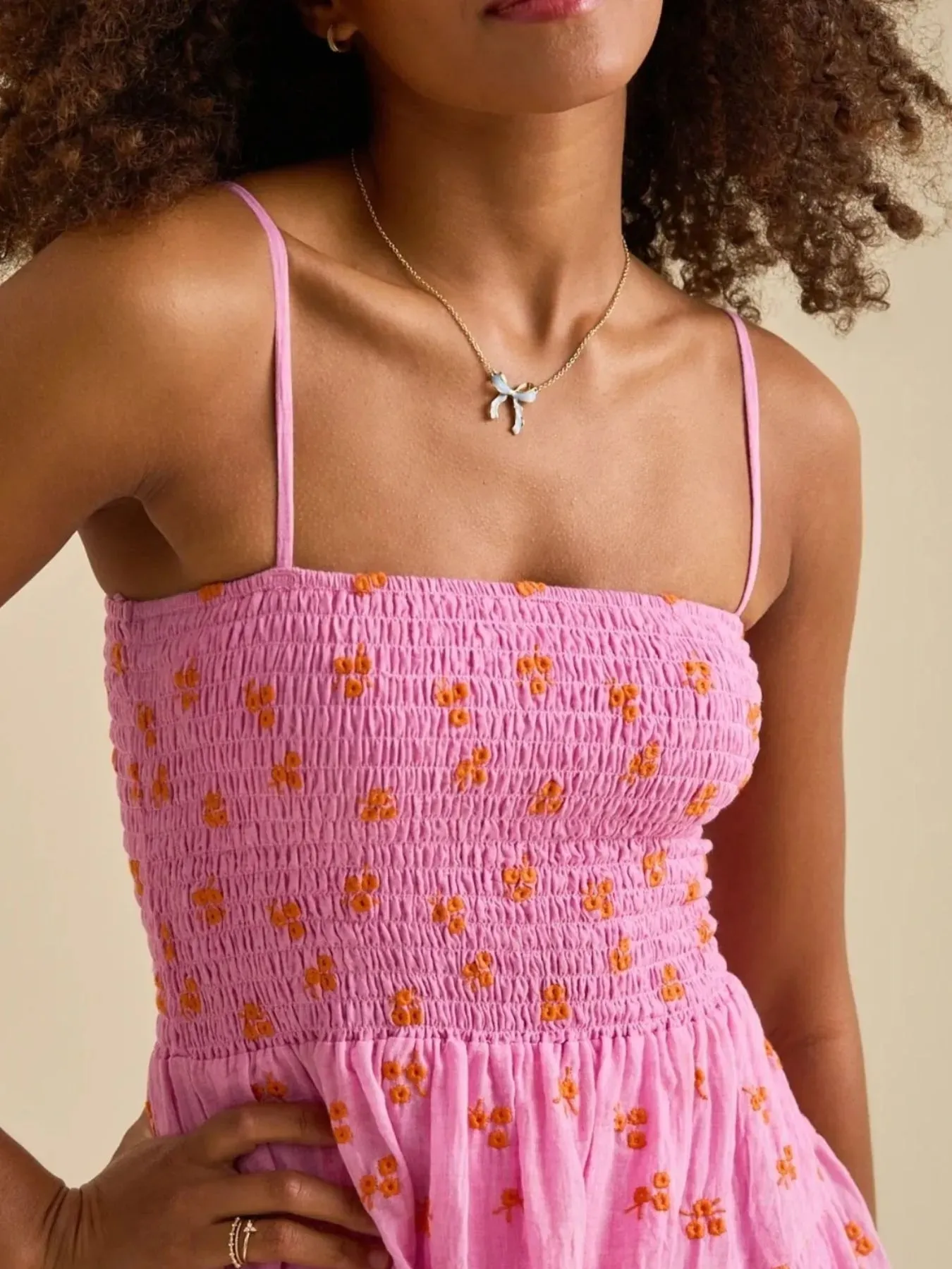 Floral Smocked Tiered Mini Cami Dress sold by Charming Charlie product image thumbnail 3