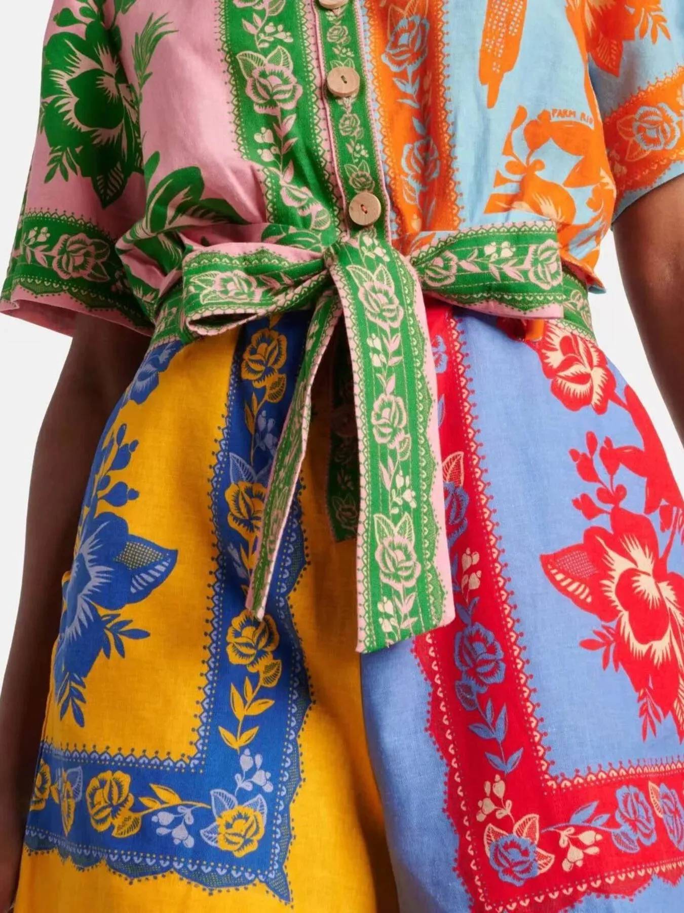 Printed Short Sleeve Tie Waist Romper sold by Charming Charlie product image thumbnail 4