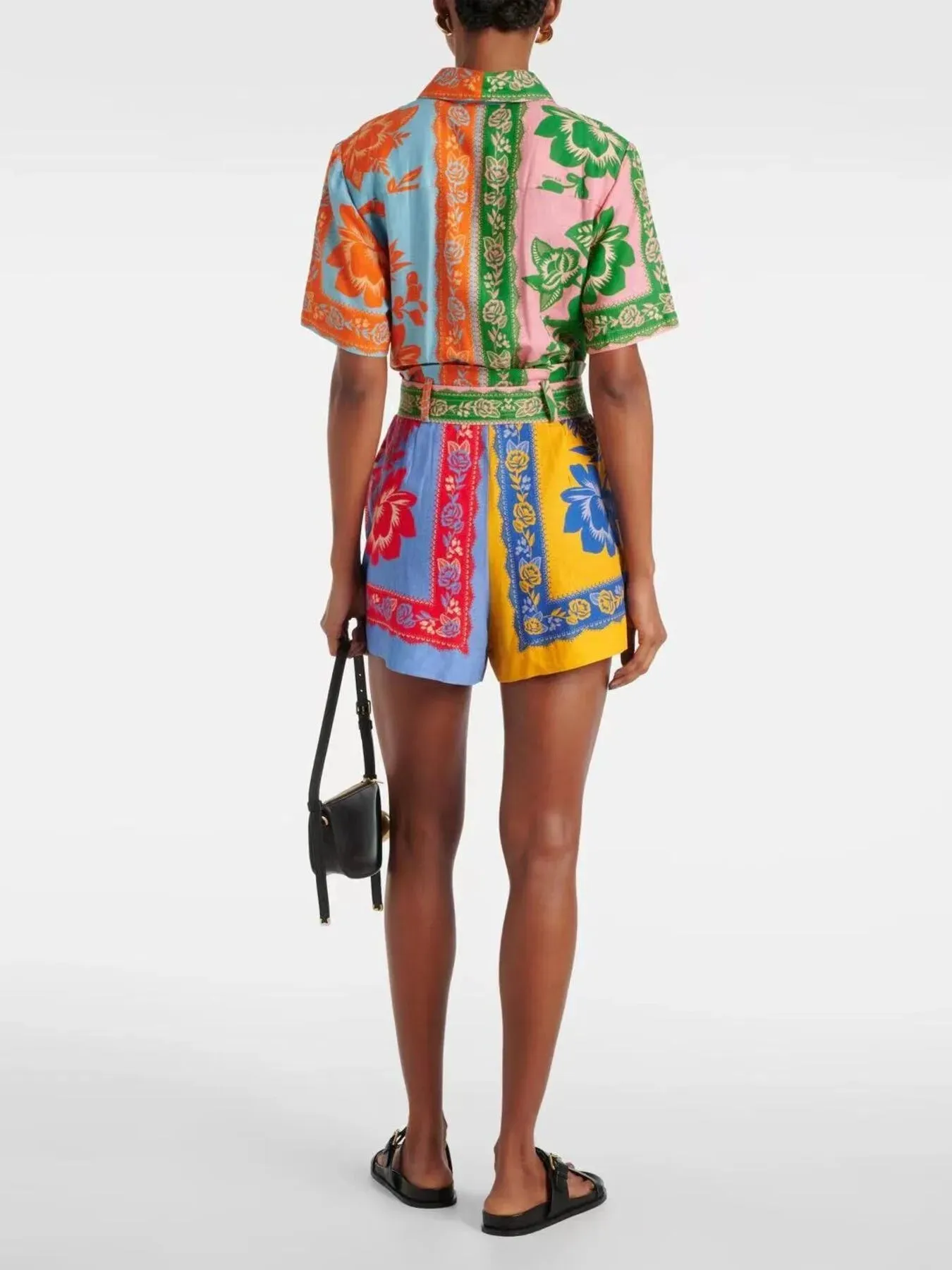 Printed Short Sleeve Tie Waist Romper sold by Charming Charlie product image thumbnail 5