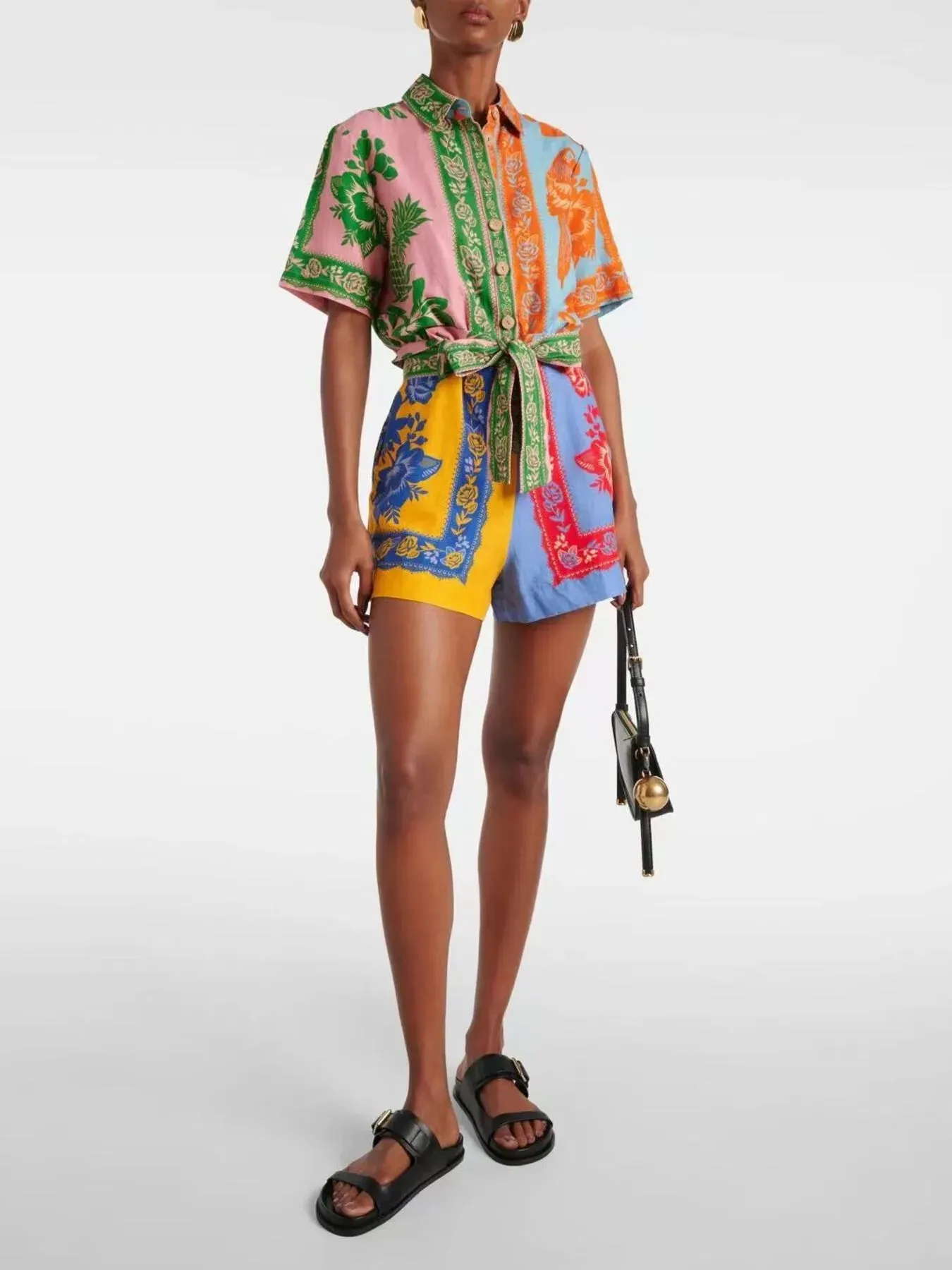 Printed Short Sleeve Tie Waist Romper sold by Charming Charlie product image thumbnail 2