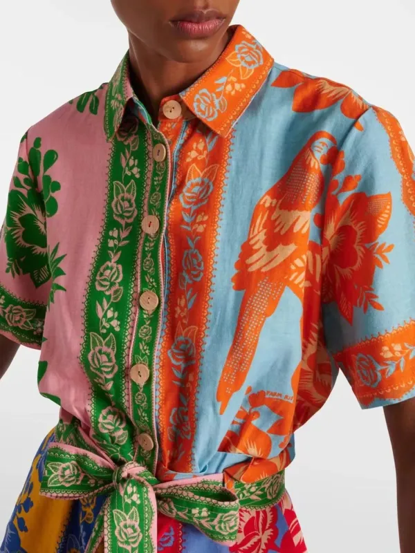 Printed Short Sleeve Tie Waist Romper sold by Charming Charlie