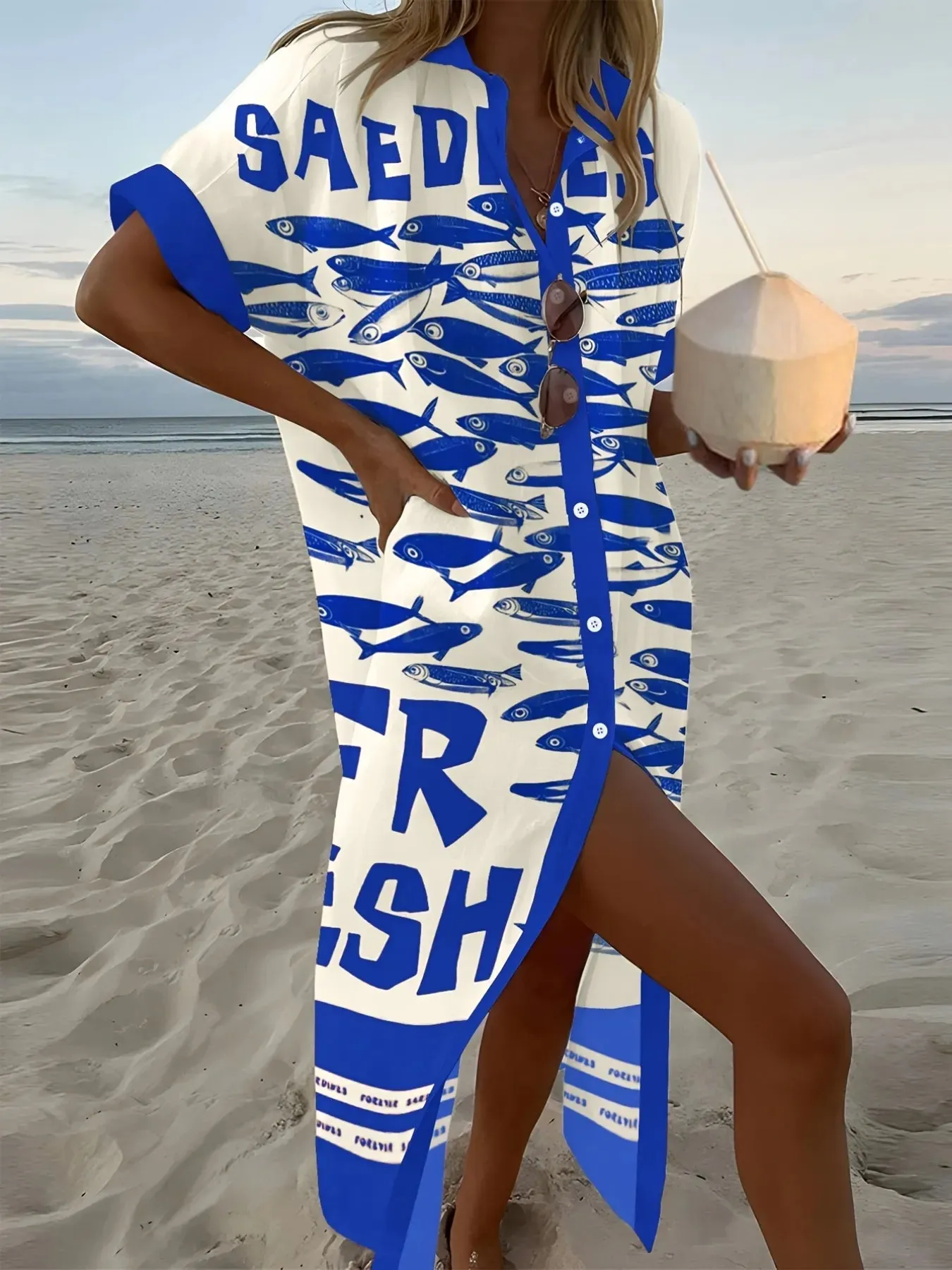 Printed Button Down Shirt Dress sold by Charming Charlie product image thumbnail 5