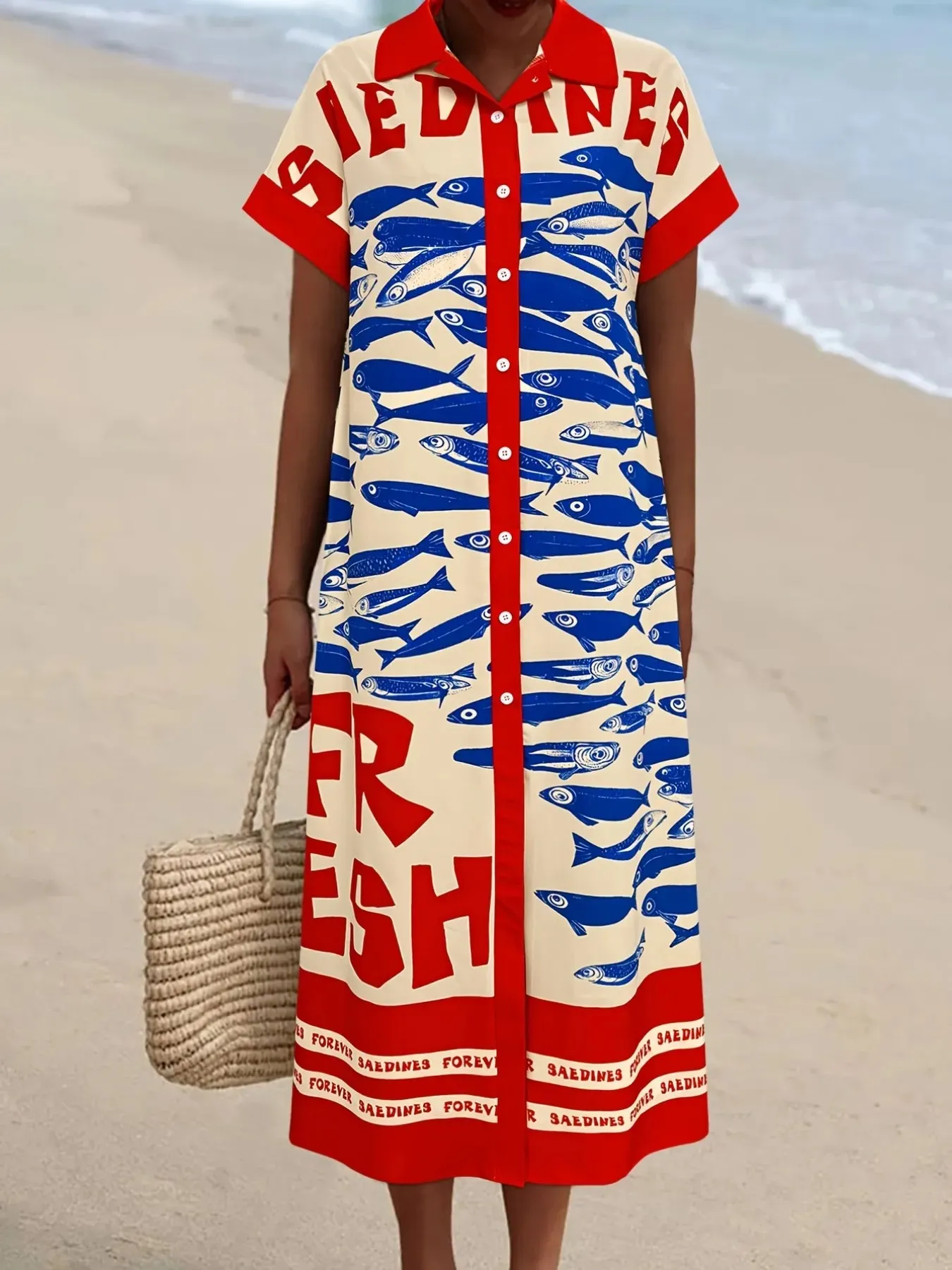 Printed Button Down Shirt Dress sold by Charming Charlie product image thumbnail 2