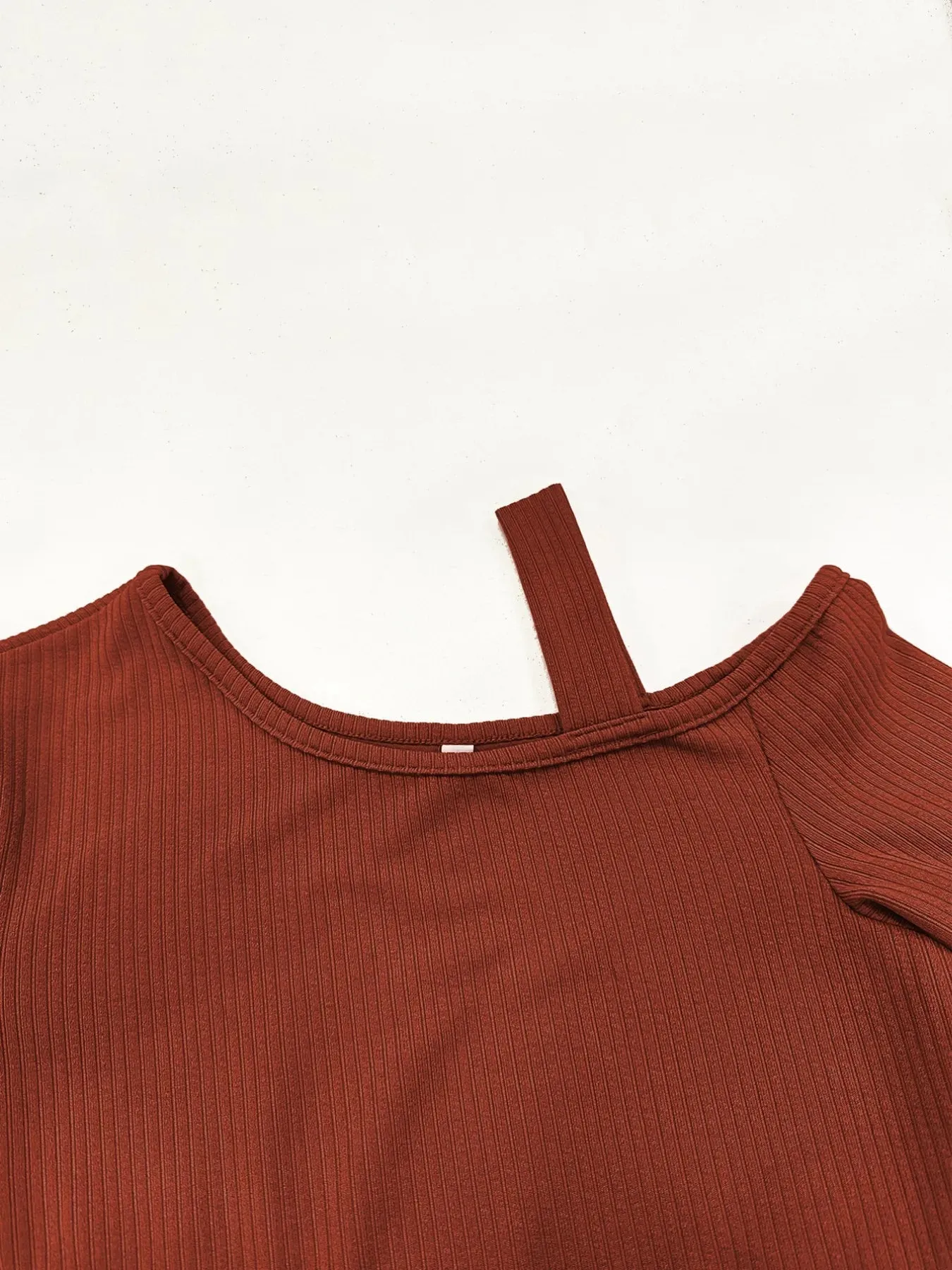 Ruched Asymmetrical Neck Ribbed Bodycon Dress sold by Charming Charlie product image thumbnail 4