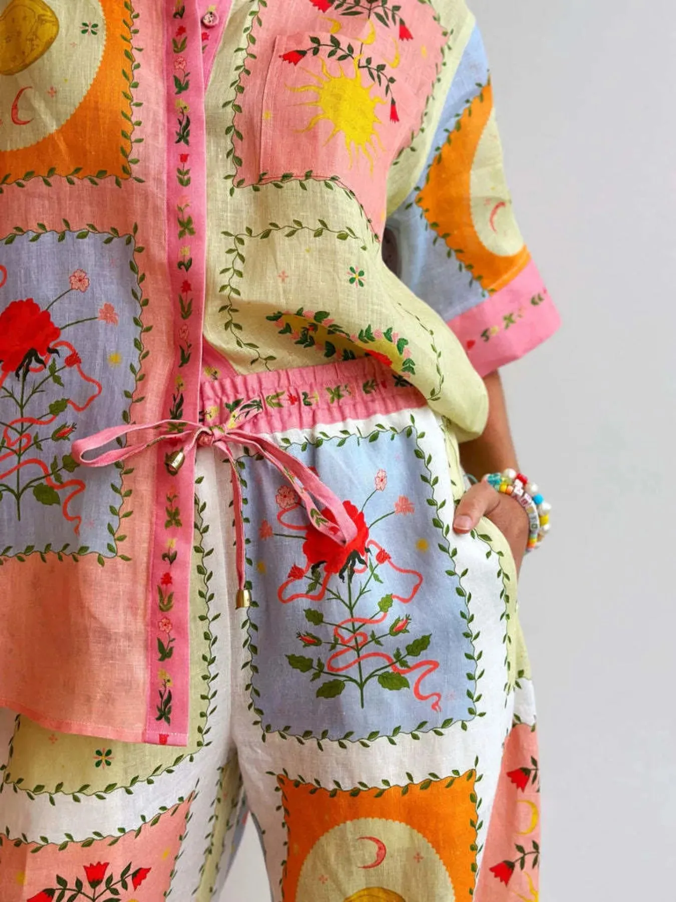 Printed Button Up Shirt and Pants Set sold by Charming Charlie product image thumbnail 4