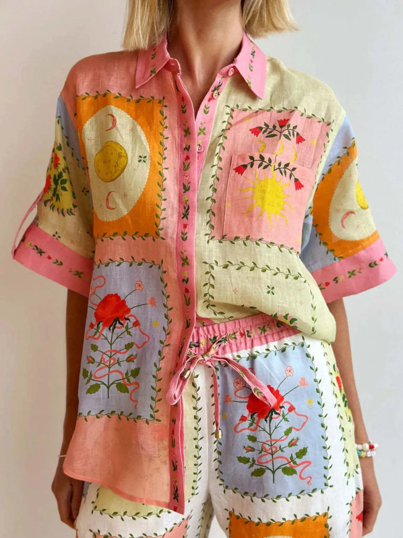 Printed Button Up Shirt and Pants Set sold by Charming Charlie product image thumbnail 5