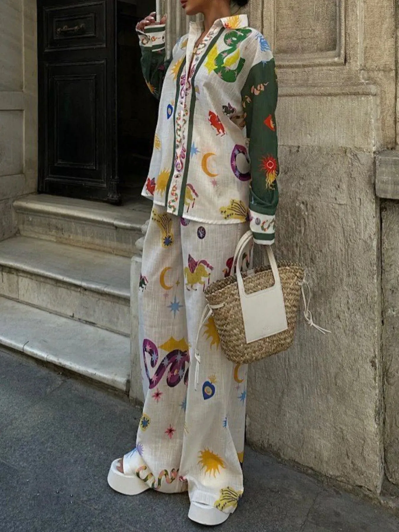 Printed Button Down Shirt and Pants Set sold by Charming Charlie product image thumbnail 3