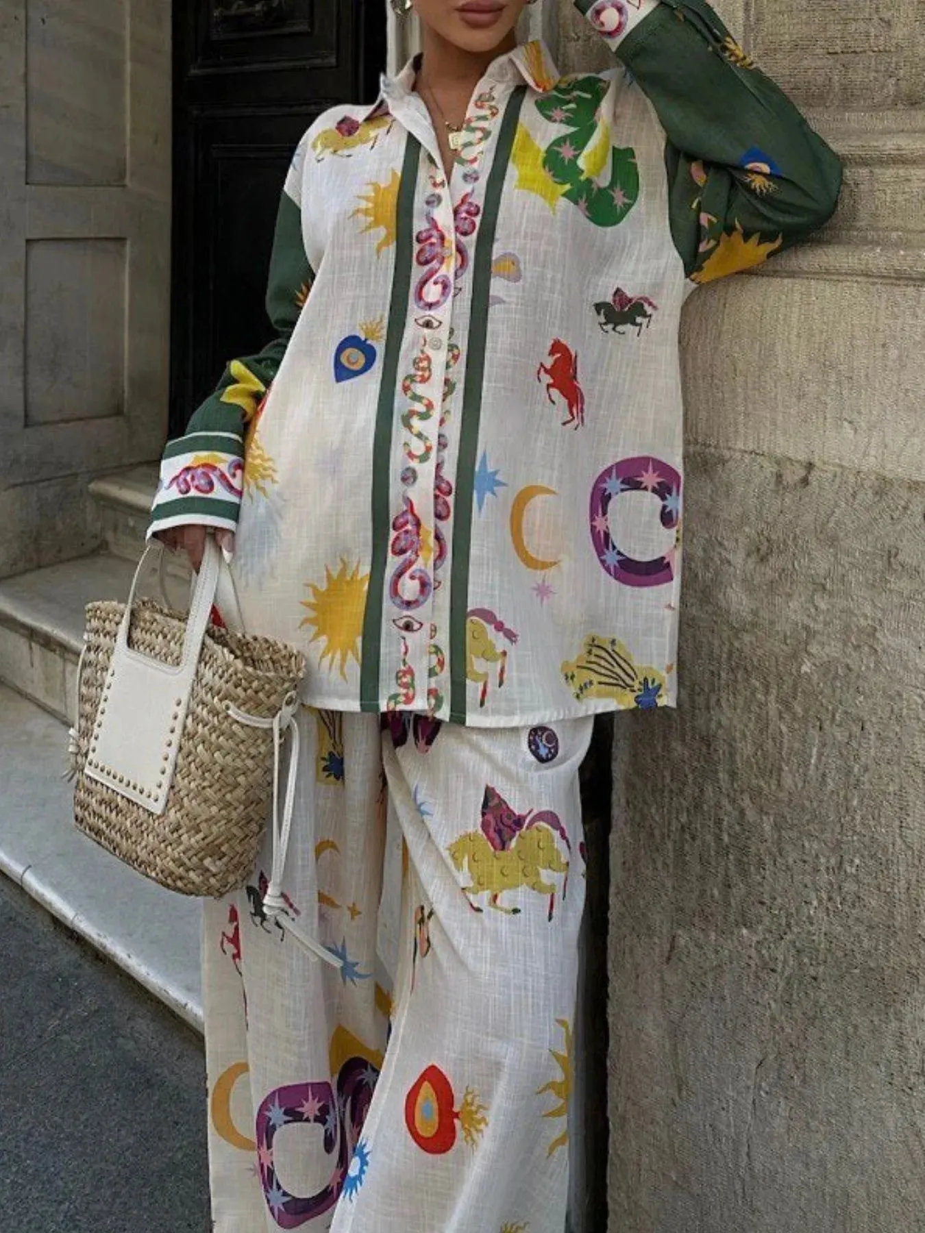 Printed Button Down Shirt and Pants Set sold by Charming Charlie product image thumbnail 5