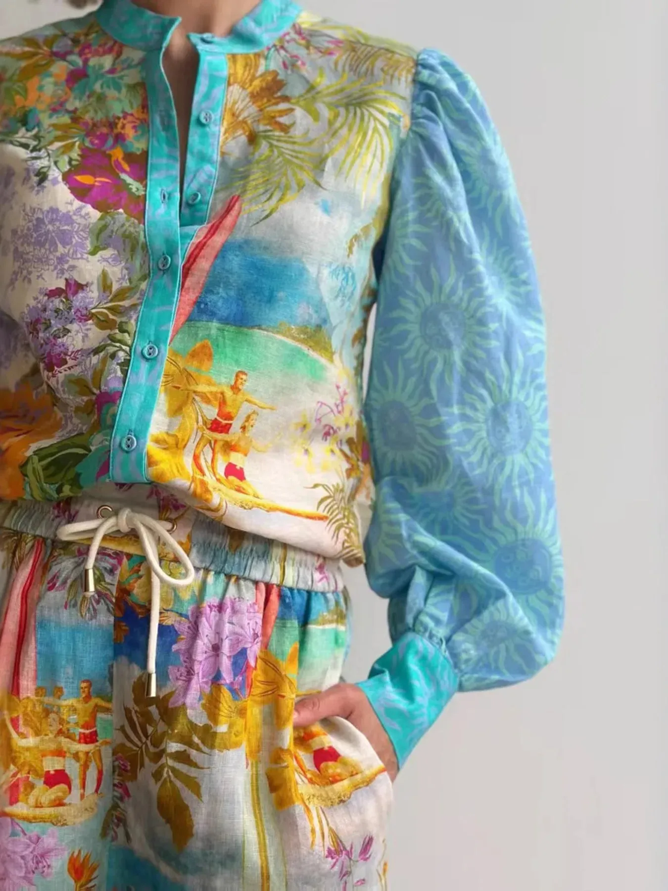 Printed Button Up Shirt and Shorts Set sold by Charming Charlie product image thumbnail 3