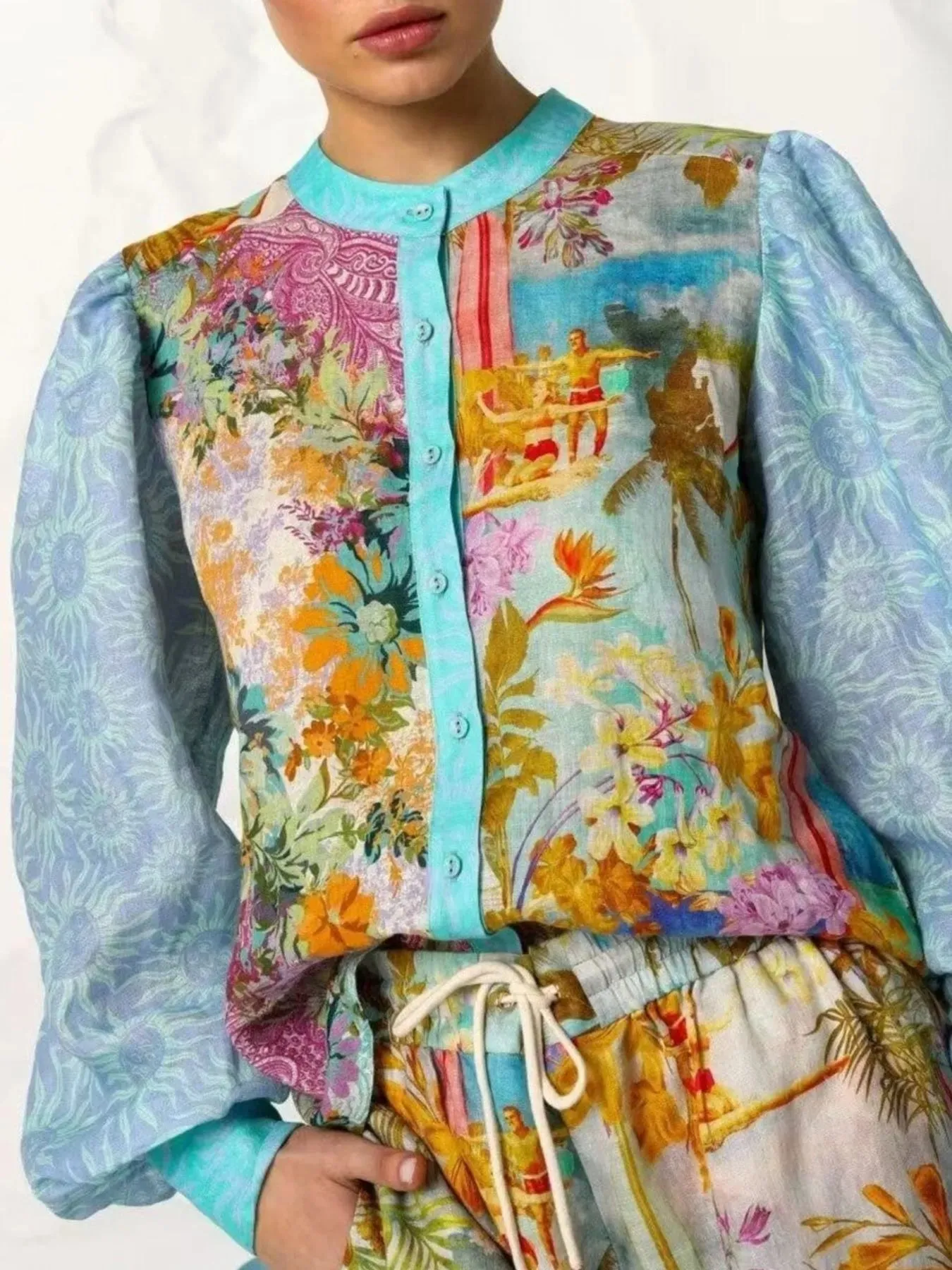 Printed Button Up Shirt and Shorts Set sold by Charming Charlie product image thumbnail 4