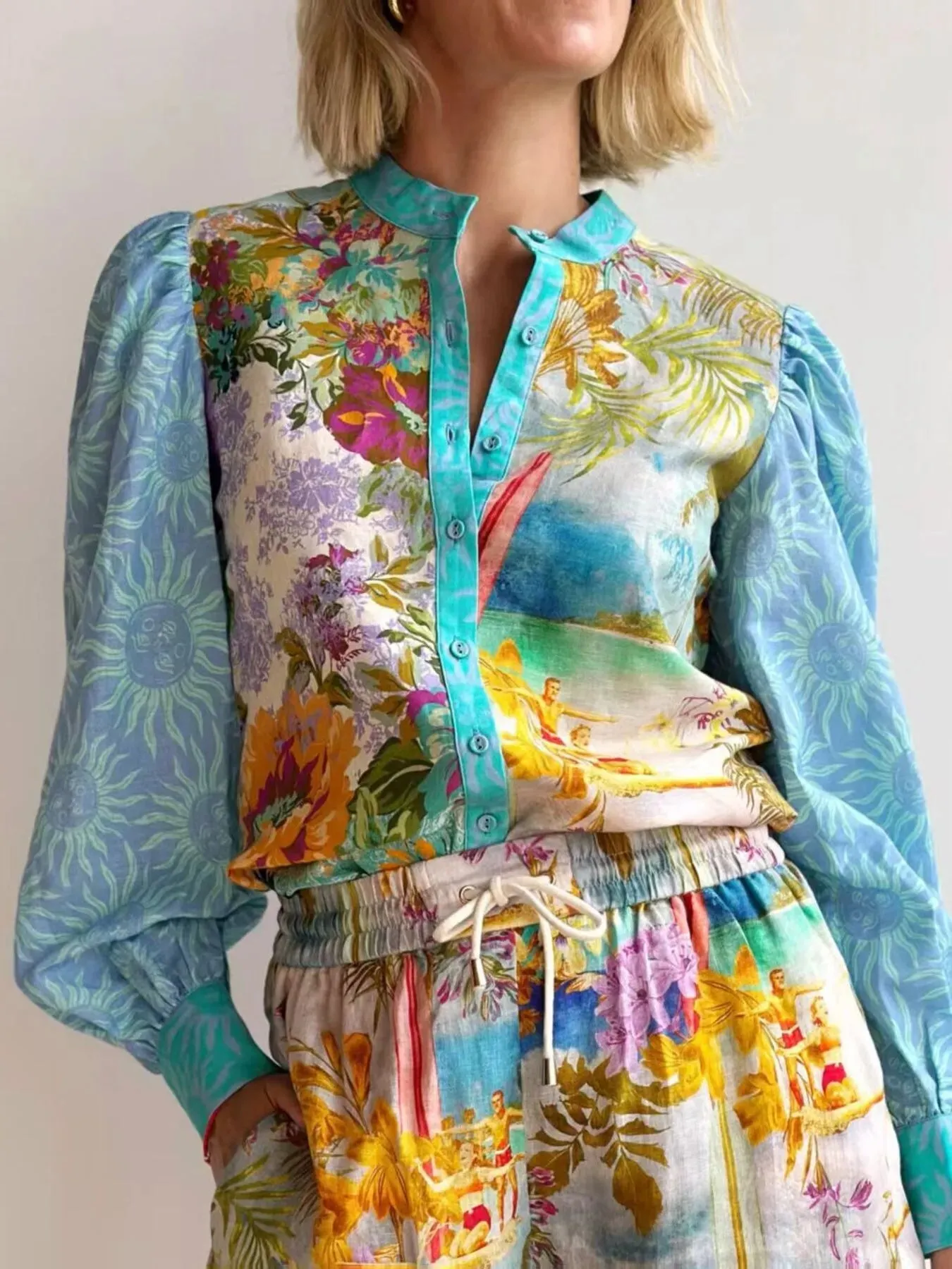 Printed Button Up Shirt and Shorts Set sold by Charming Charlie product image thumbnail 2