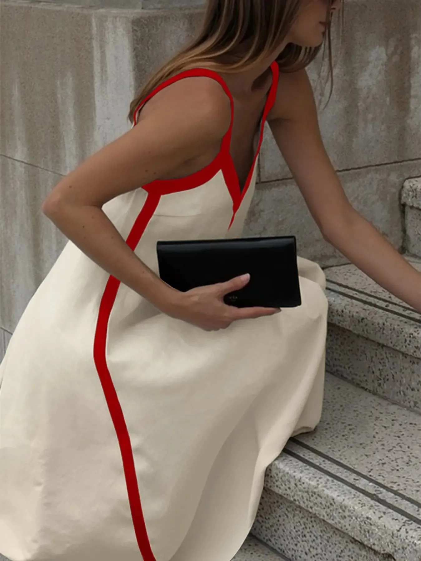 Contrast Trim V-Neck Maxi Dress sold by Charming Charlie product image thumbnail 3