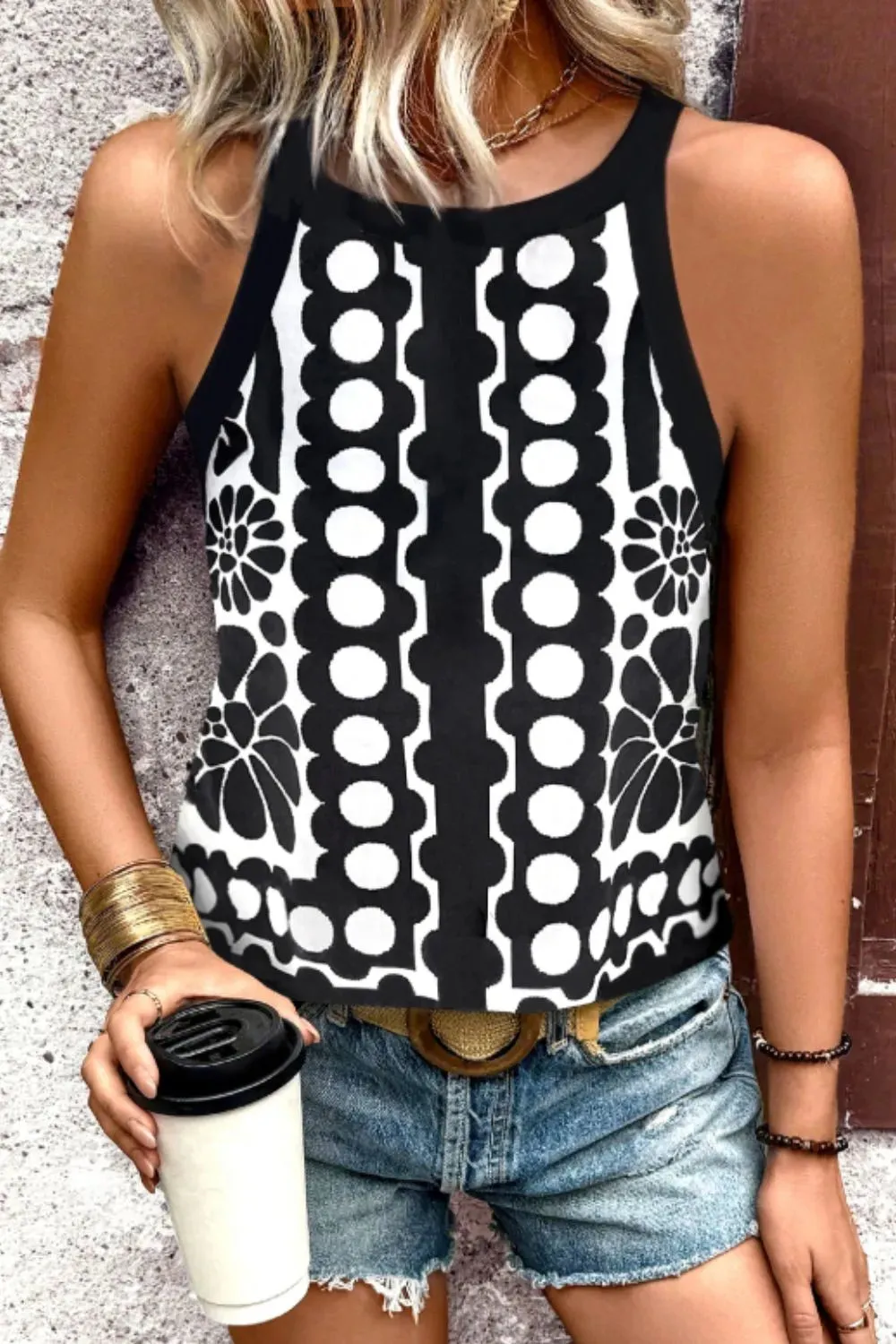 Geometric Print Sleeveless Tank Top sold by Charming Charlie