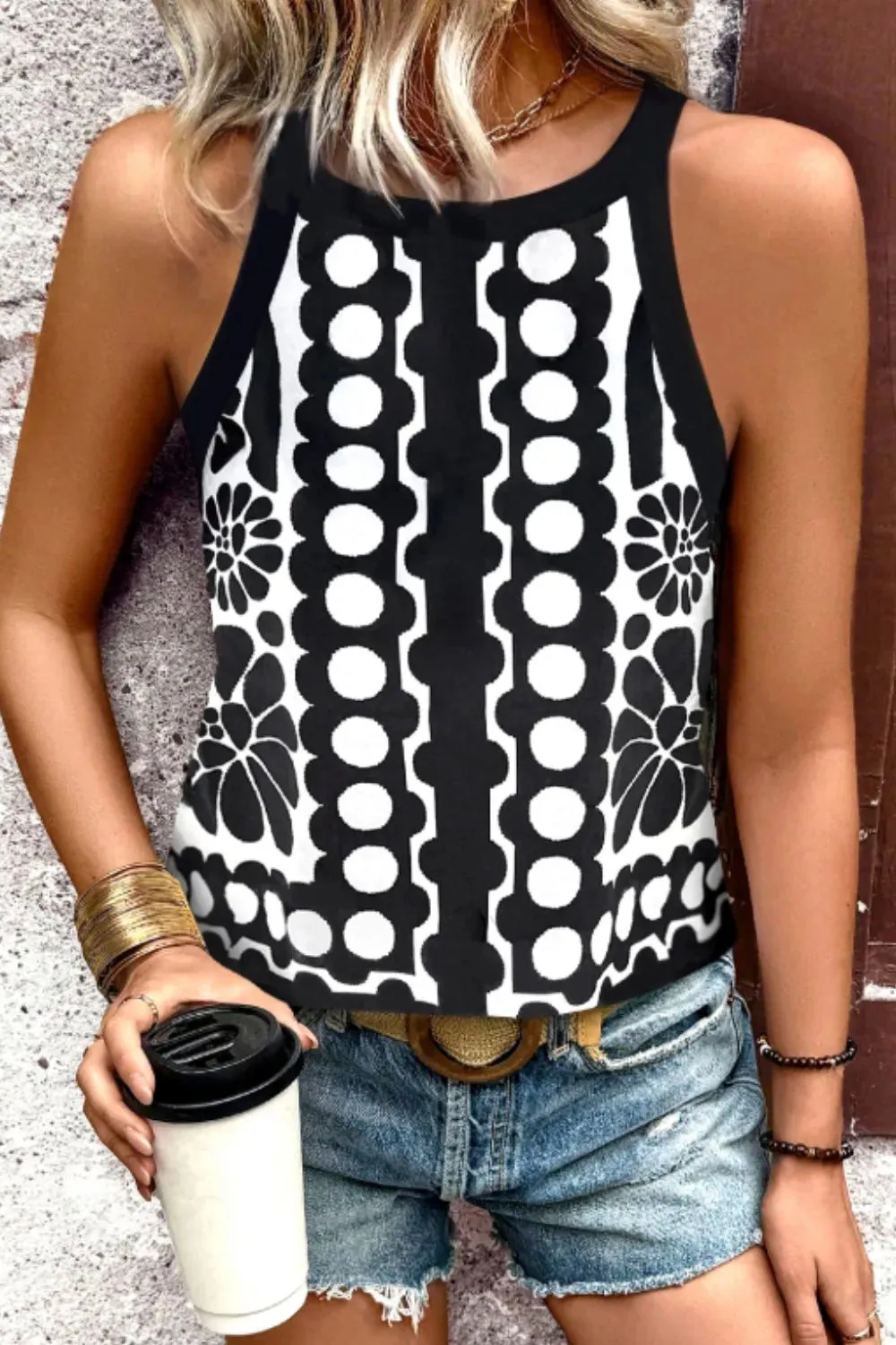 Geometric Print Sleeveless Tank Top sold by Charming Charlie product image thumbnail 3