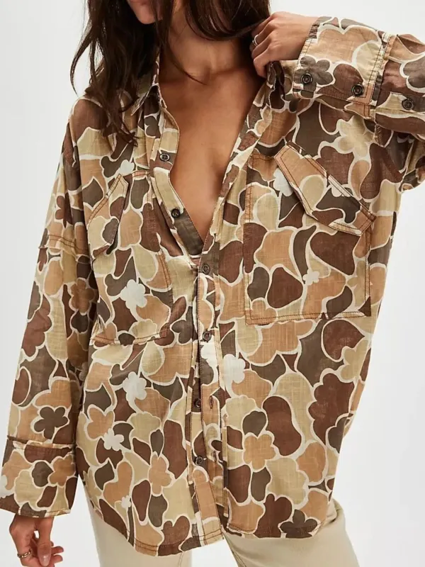Printed Button-Up Long Sleeve Shirt sold by Charming Charlie