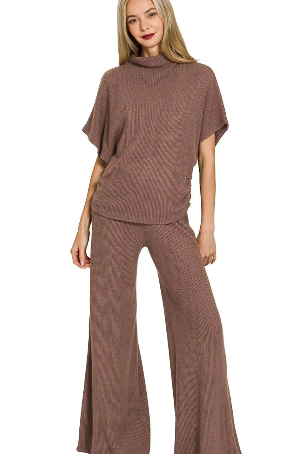 Zenana Sweater Mock Neck Top & Long Pants Set sold by Charming Charlie