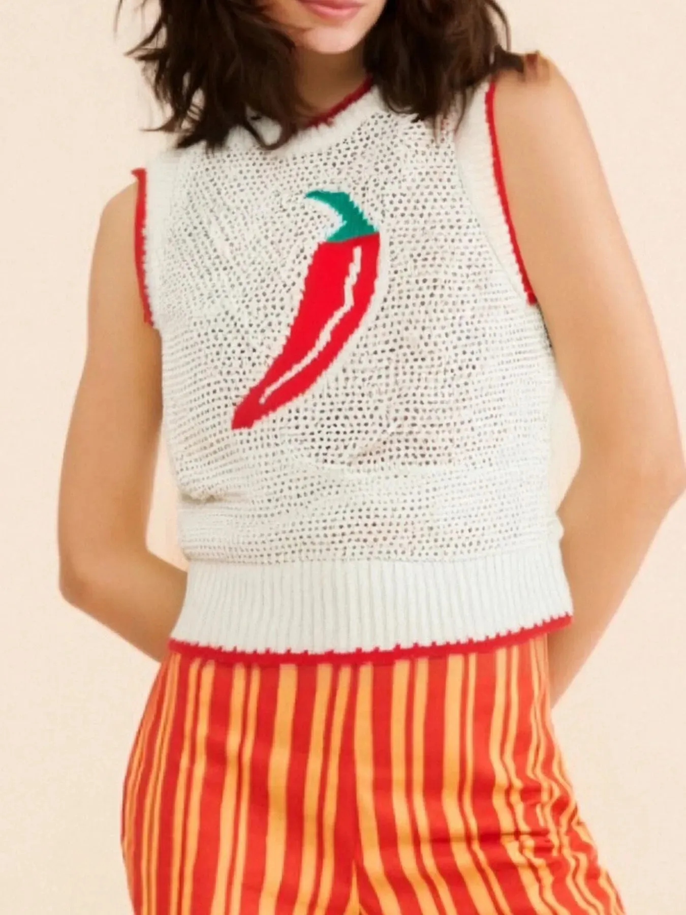 Chili Pepper Crochet Knit Tank Top sold by Charming Charlie product image thumbnail 5