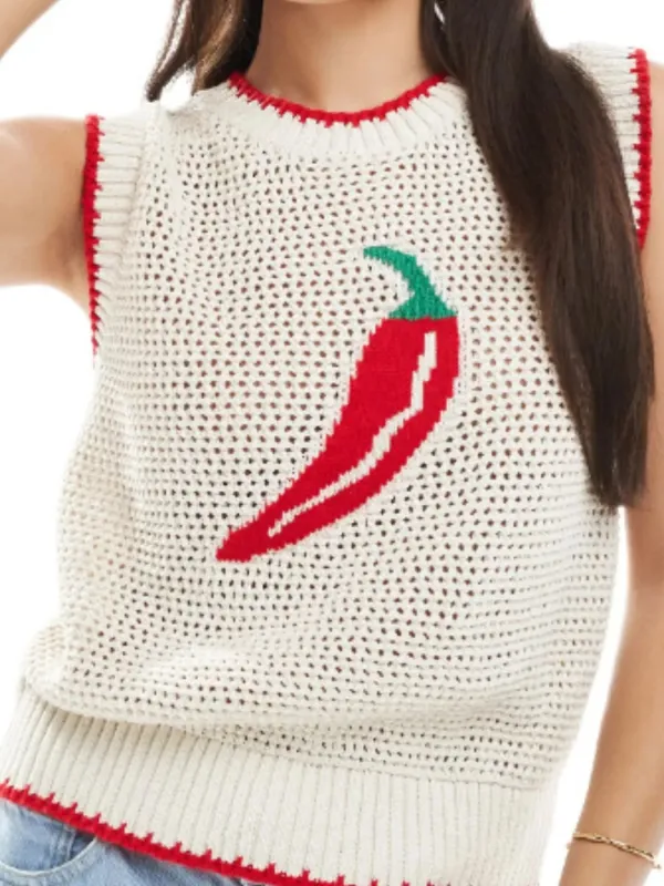 Chili Pepper Crochet Knit Tank Top sold by Charming Charlie