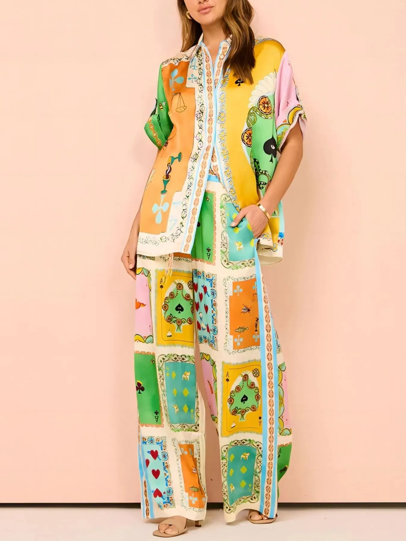 Printed Button Down Shirt and Pants Set sold by Charming Charlie product image thumbnail 2