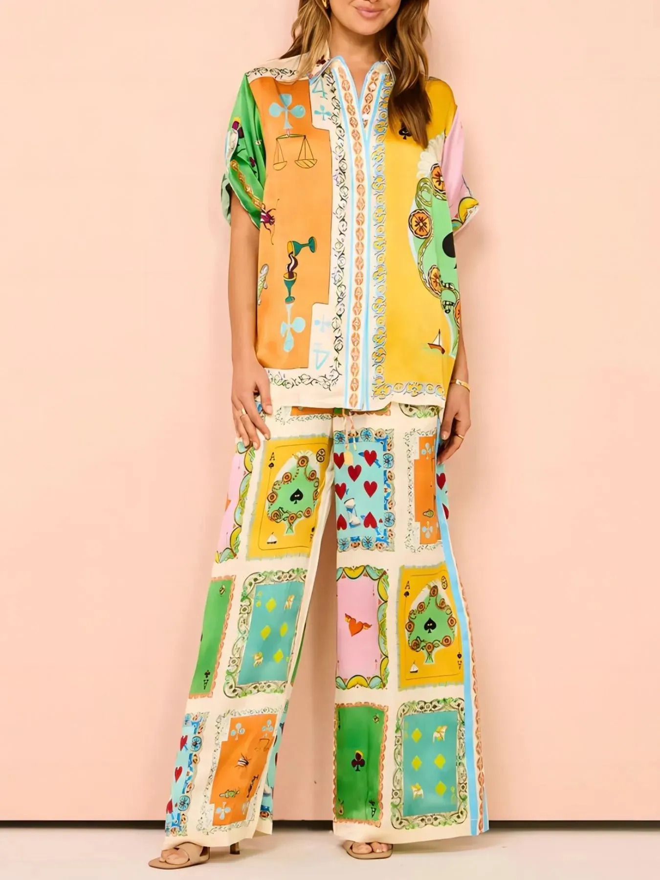 Printed Button Down Shirt and Pants Set sold by Charming Charlie product image thumbnail 3