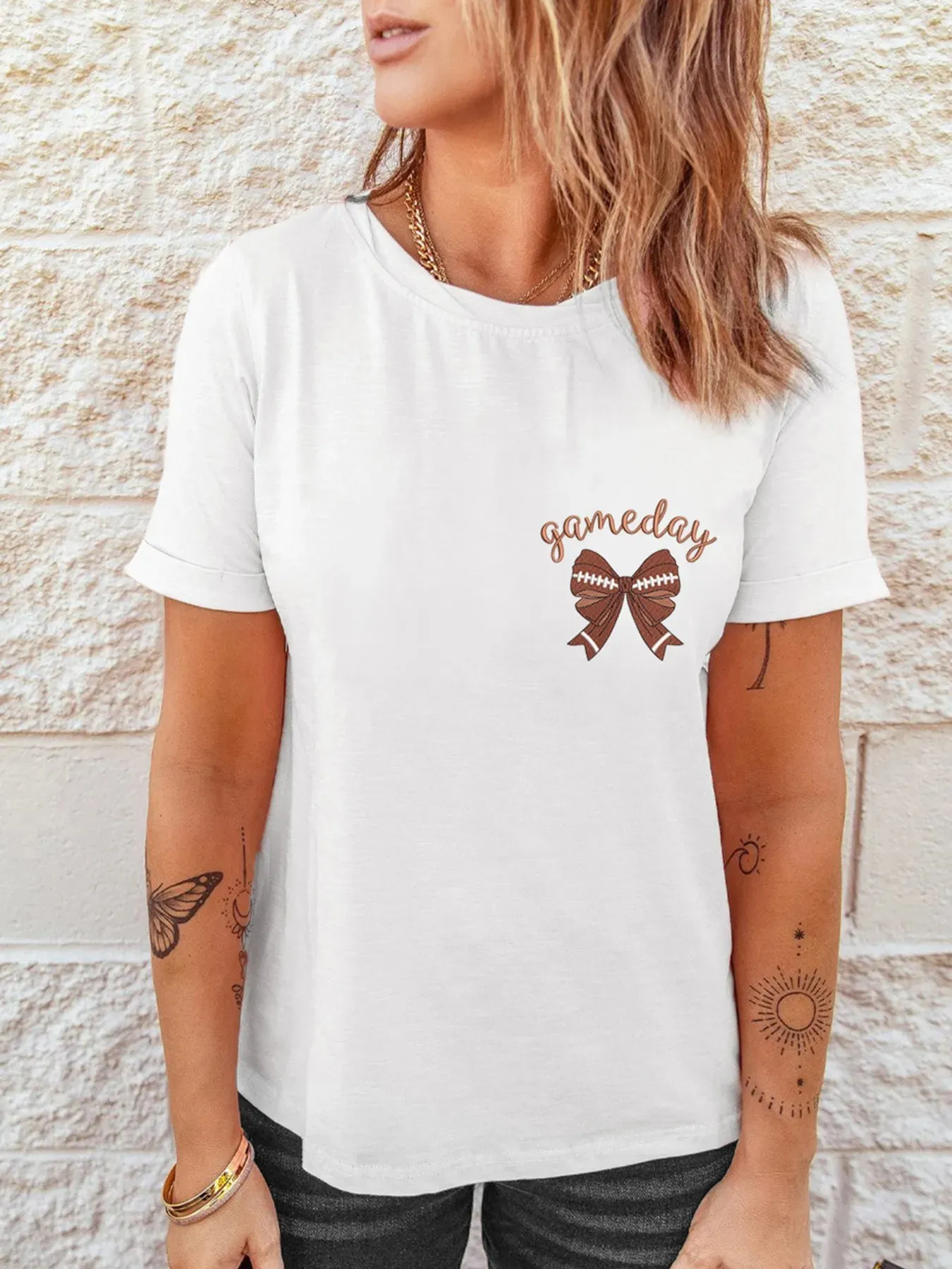 Game Day Bowknot Embroidered Casual Tee sold by Charming Charlie product image thumbnail 2