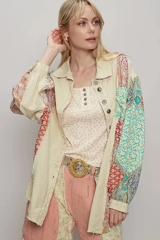 POL Printed Button Up Oversized Shirt sold by Charming Charlie