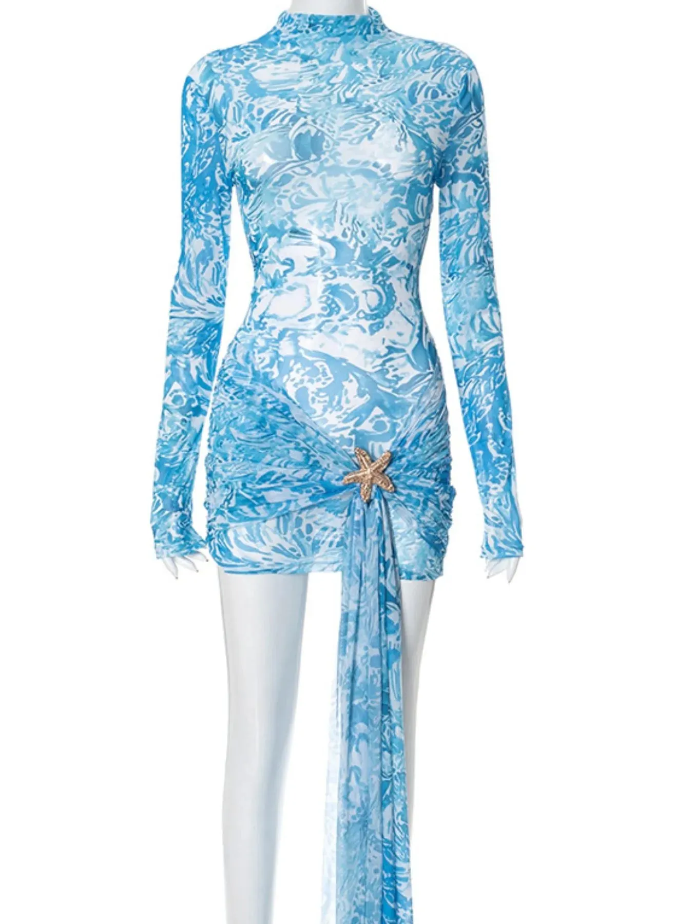 Printed Mock Neck Long Sleeve Mini Dress sold by Charming Charlie product image thumbnail 5