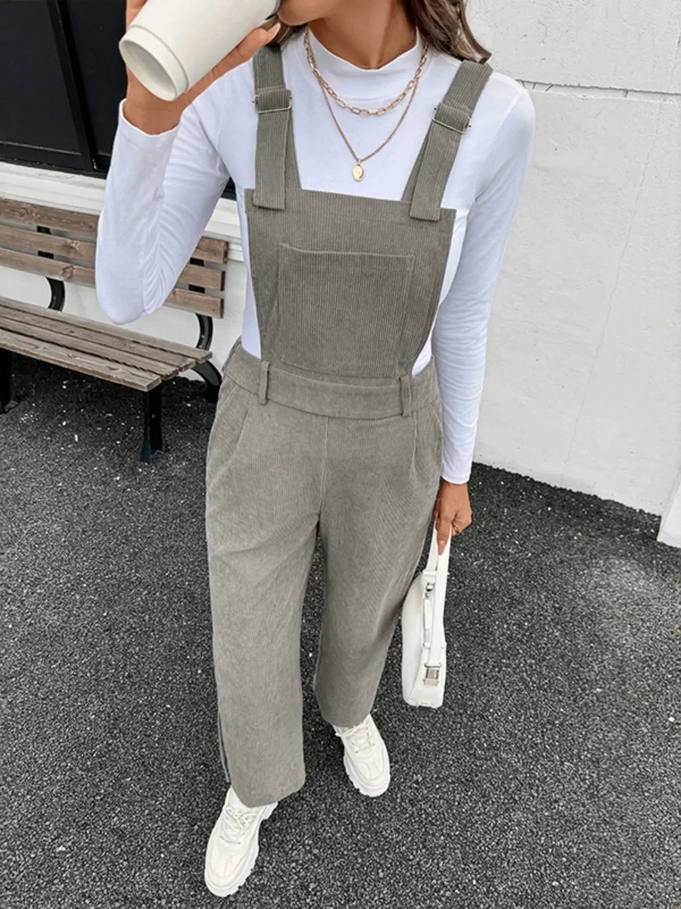 Slit Wide Leg Overalls with Pockets sold by Charming Charlie product image thumbnail 4