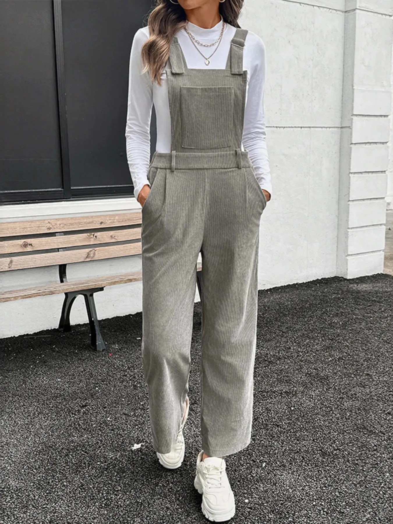 Slit Wide Leg Overalls with Pockets sold by Charming Charlie