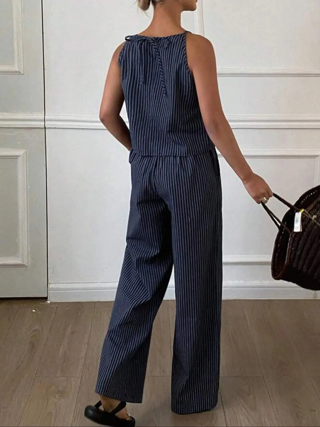 Striped Round Neck Tank and Wide Leg Pants Set sold by Charming Charlie product image thumbnail 3