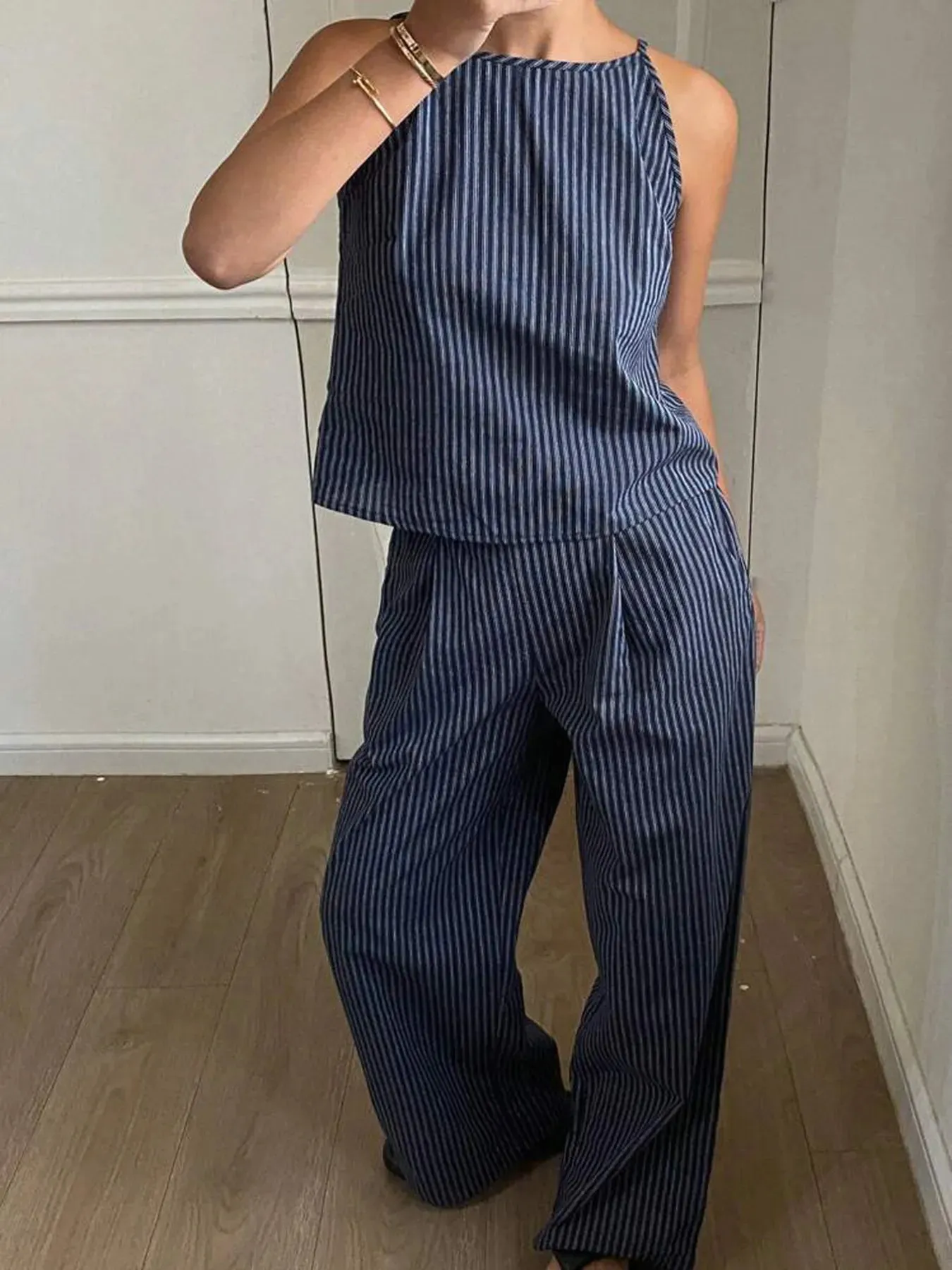 Striped Round Neck Tank and Wide Leg Pants Set sold by Charming Charlie product image thumbnail 4