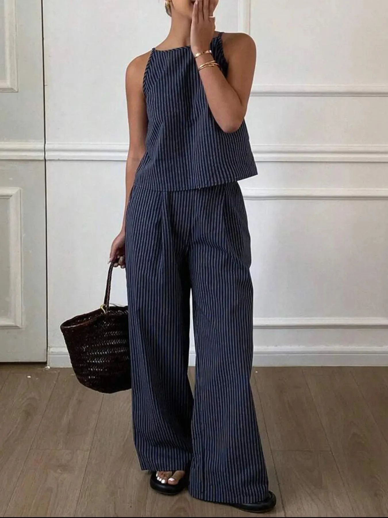 Striped Round Neck Tank and Wide Leg Pants Set sold by Charming Charlie product image thumbnail 5