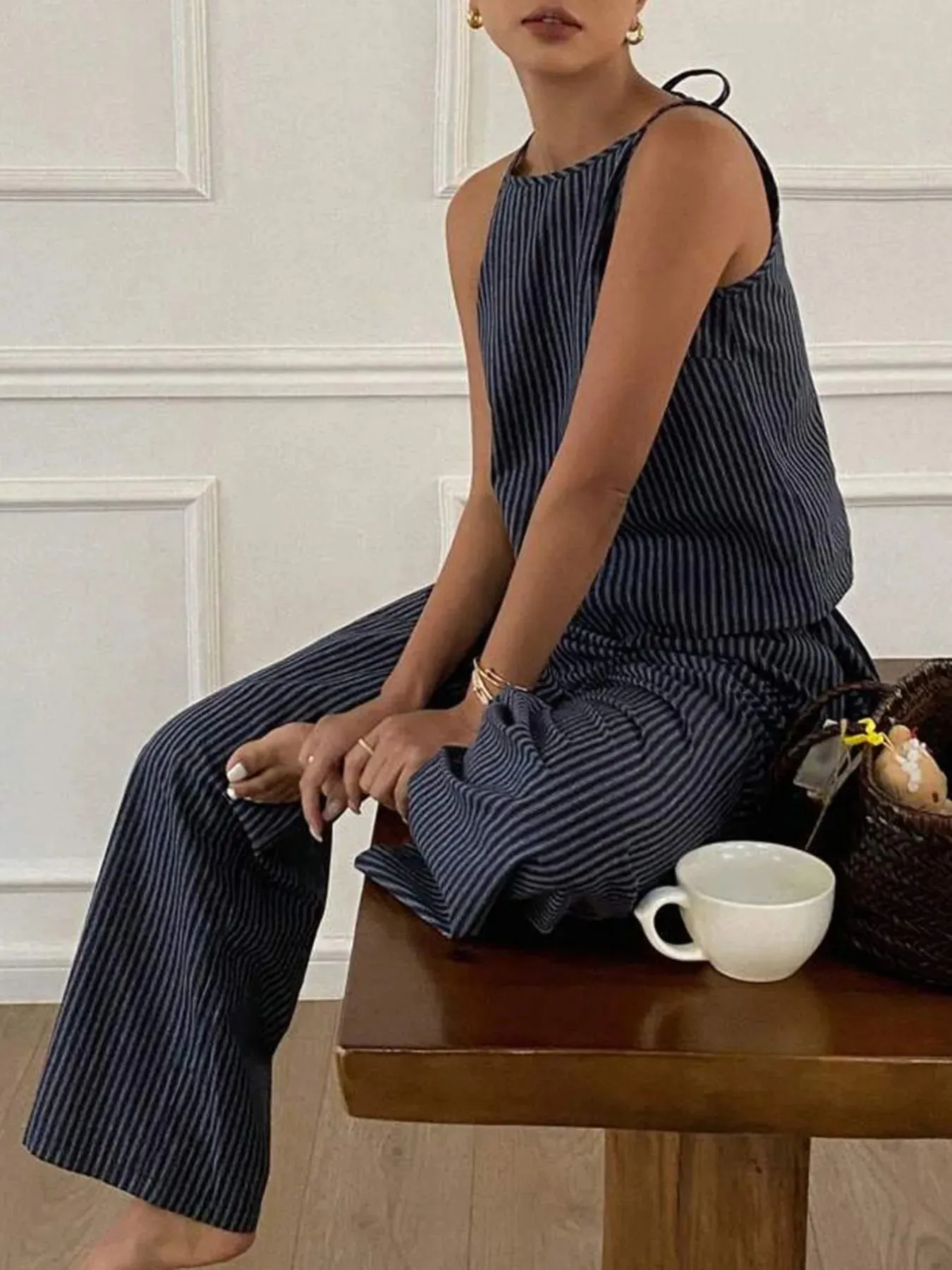 Striped Round Neck Tank and Wide Leg Pants Set sold by Charming Charlie product image thumbnail 2
