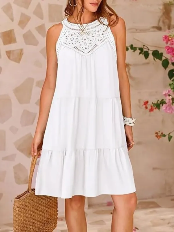 Crochet Lace Tiered Summer Dress sold by Charming Charlie