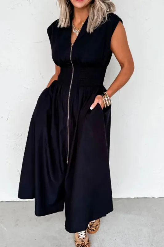Sleeveless Zip-Front Maxi Dress sold by Charming Charlie