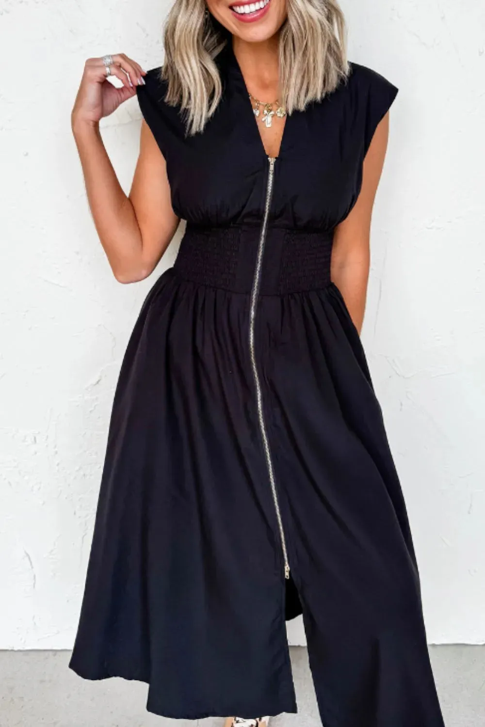 Sleeveless Zip-Front Maxi Dress sold by Charming Charlie product image thumbnail 3