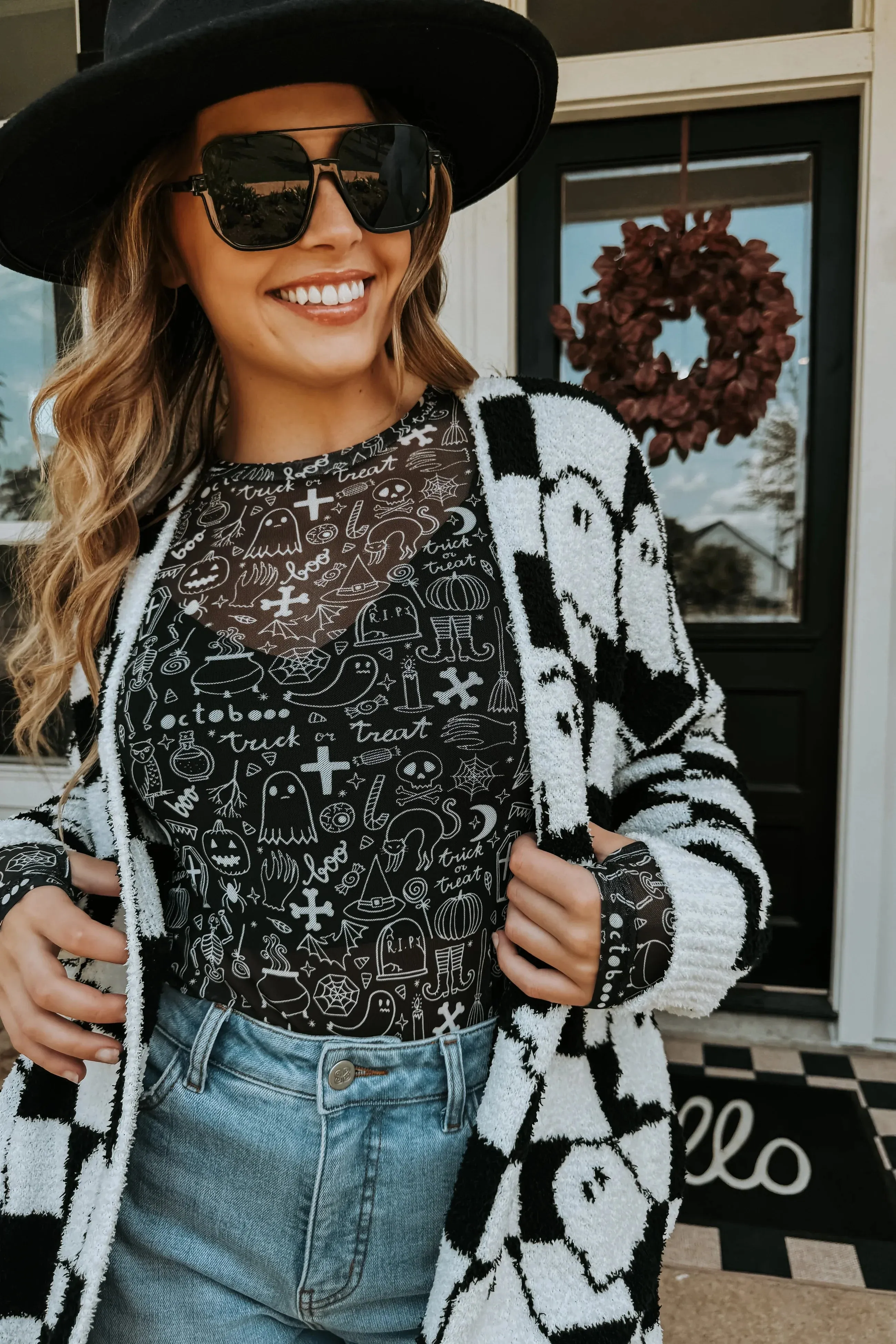 PREORDER: Spooky Halloween Mesh Top sold by Charming Charlie product image thumbnail 4