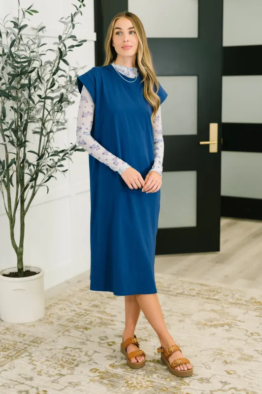 Sweet Like That Casual Dress in Light Navy sold by Charming Charlie