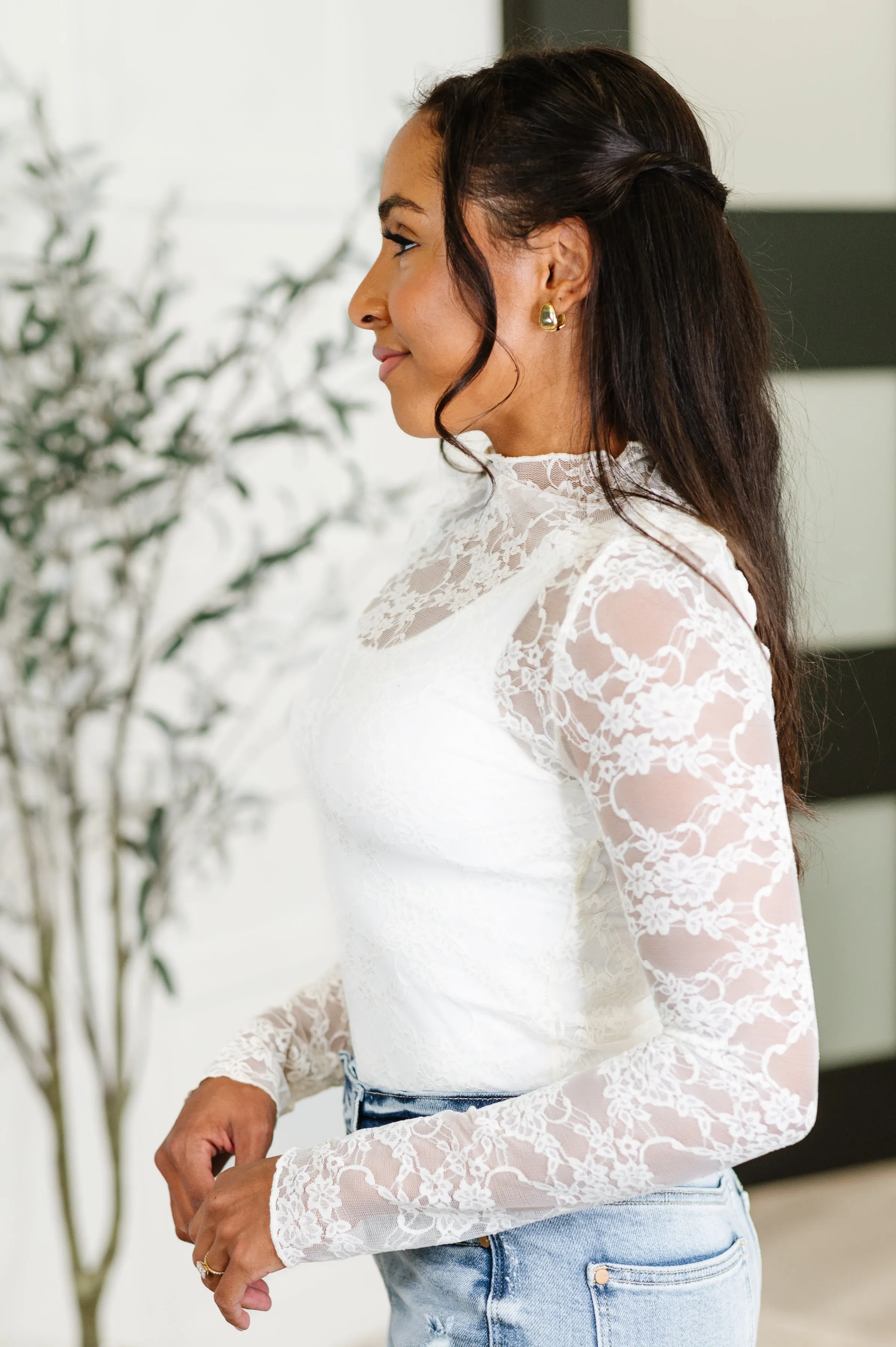 Sheer Intentions Lace Layering Top in Ivory sold by Charming Charlie product image thumbnail 4