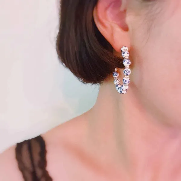 Blue Bloom Floral Hoop Earrings sold by Charming Charlie product image thumbnail 3