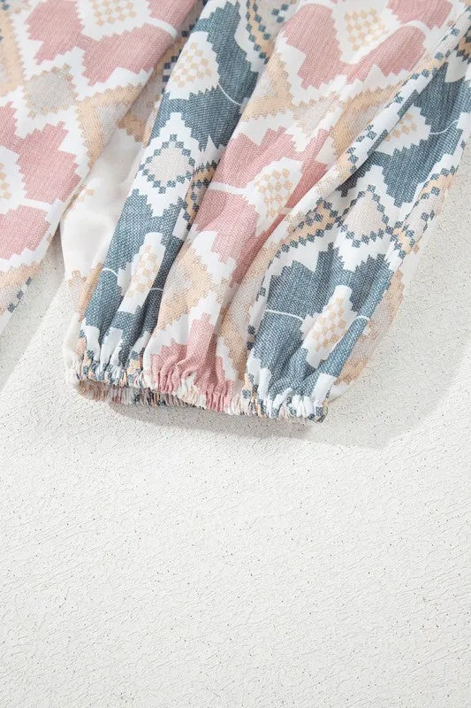 Print Tassel Tie Split Neck Balloon Sleeve Blouse sold by Charming Charlie product image thumbnail 2