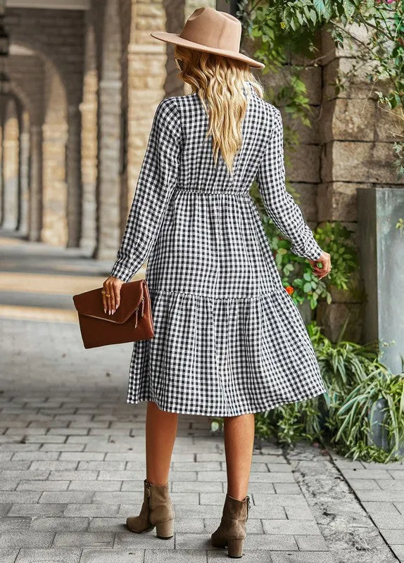 Gingham long sleeve dress sold by Charming Charlie product image thumbnail 3