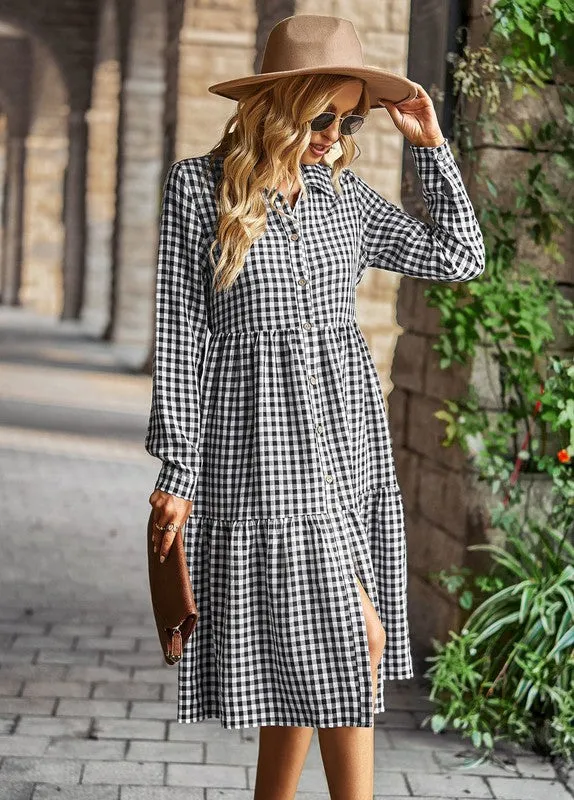 Gingham long sleeve dress sold by Charming Charlie product image thumbnail 2