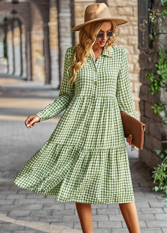 Gingham long sleeve dress sold by Charming Charlie product image thumbnail 4