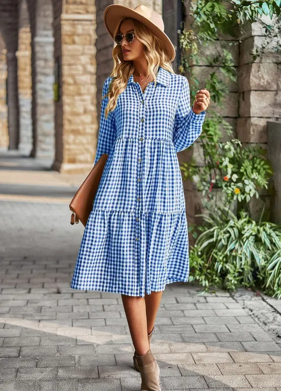 Gingham long sleeve dress sold by Charming Charlie
